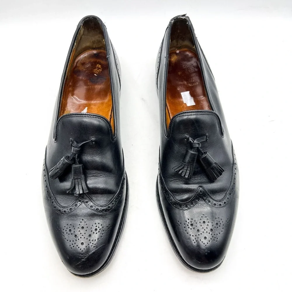 Grenson Bench Made English Leather Black Tassel Loafers Men's 13 B - Picture 2 of 16